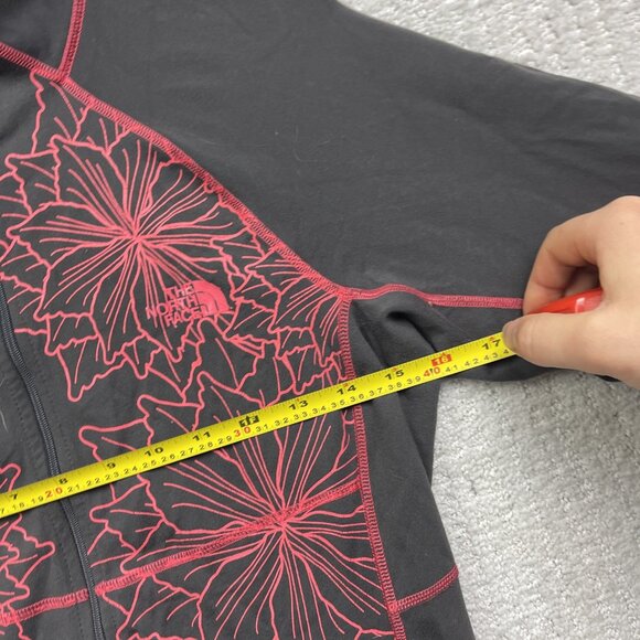 The North Face Athletic Mid Layer Full Zip Jacket Wom M Pink Floral Vapor Wick - Picture 7 of 10